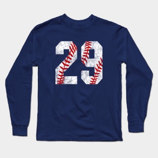 Vintage #29 Baseball Laces Baseball Mom Jersey Love Baseball Long Sleeve T-Shirt